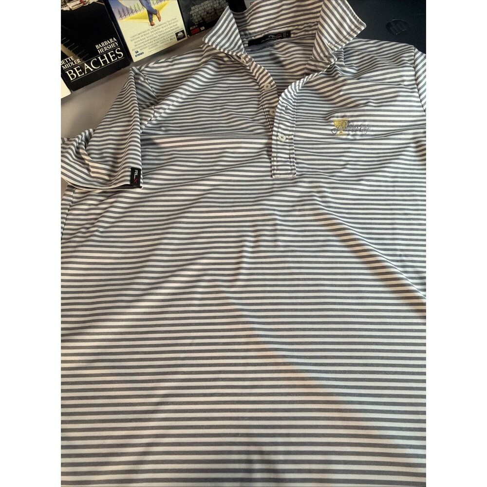 MENS RLX RALPH LAUREN POLO CASUAL SHIRT SIZE L POLYESTER ELASTANE STRIPED #220 L